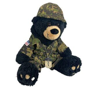 Bear Digital Camo Black Bear Army Dog Tags Camouflage Plush Stuffed Toy  Retired